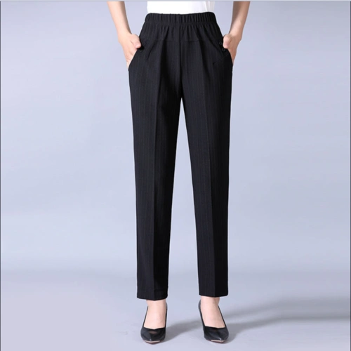 秋冬装妈妈大码松紧高腰直筒休闲裤