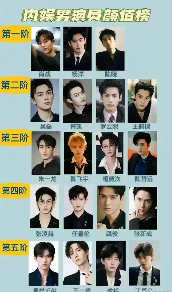 网友自己排列的内地男演员颜值,你觉得内娱谁最帅?#娱乐圈