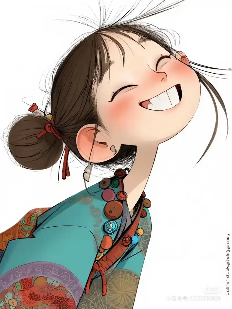 开怀大笑#漫画女孩 #治愈插画 #每天都要加油鸭 - 抖音