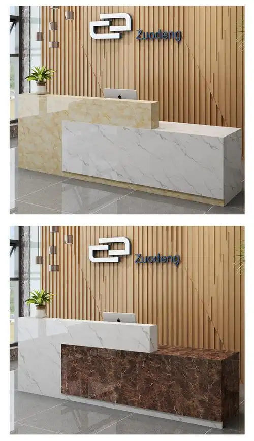 navcon公司前台接待台收银台简约现代大气烤漆公司吧台仿大理石纹商场