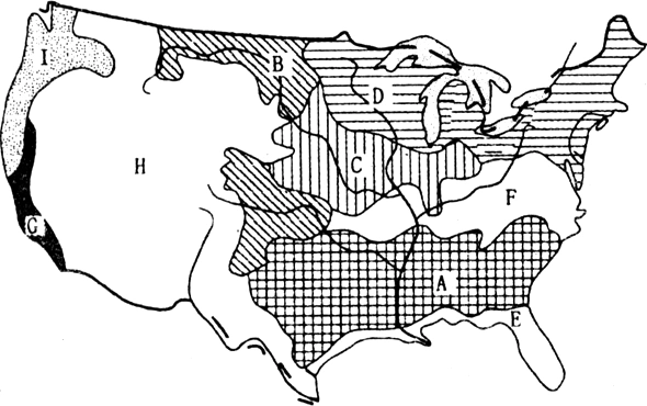 读下图回答:(1)指出图中字母代表的美国农业带名称:a带,b区,c带,d带(2