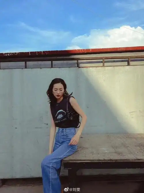 刘雯身着dazzle 22 夏 绣花t恤 拍摄日常穿搭 刘雯微博已发布
