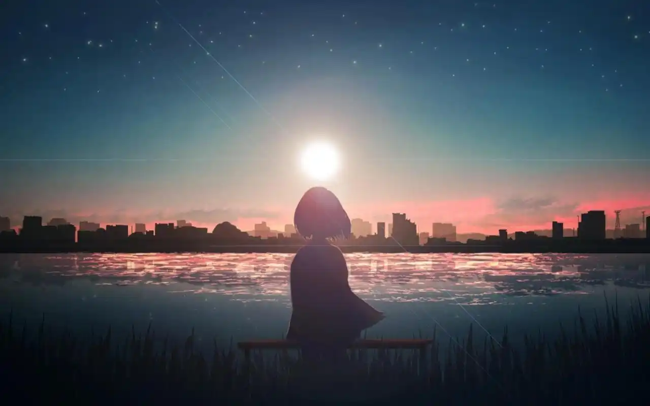 动漫世界中的孤独背影