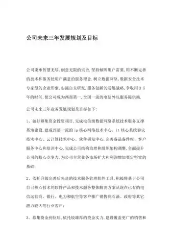 公司未来三年发展规划及目标