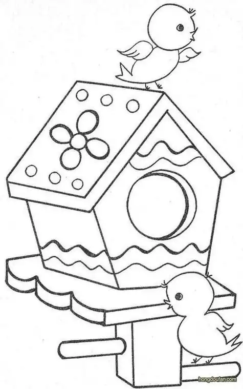 幼儿园简笔画大树小鸟