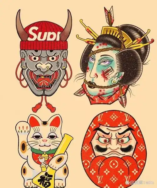 生首纹身手稿推荐,日式生首又有什么寓意呢?