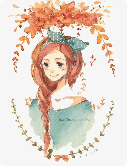 关键词 : 手绘,女孩,卡通,水彩