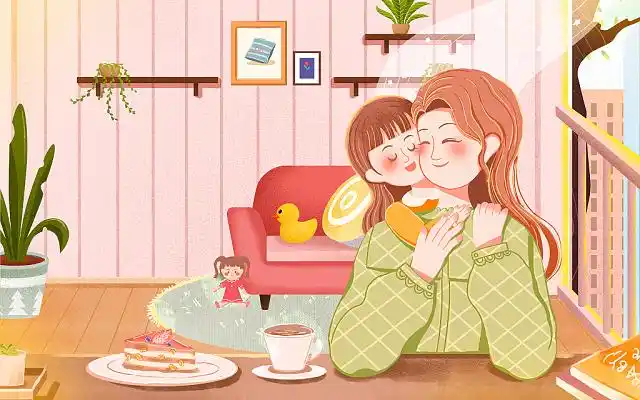 简约唯美母亲剪影母爱妈妈母亲节展板背景母爱妈妈母亲节背景妈妈抱