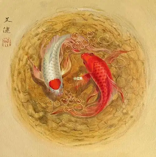 吴文健作品 双鱼图 尺寸40cm