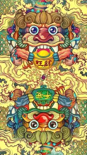 国潮插画壁纸来袭,中国传统元素结合时尚动漫画风!