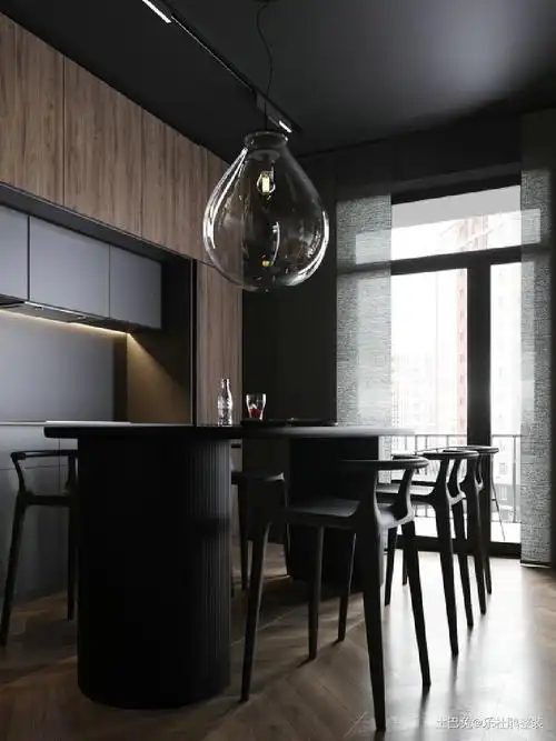 90平现代简约二居装修效果案例-简约风,质感很强的重金属系列装修实景