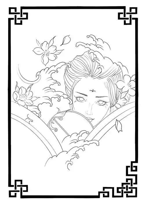 古风艺妓纹身手稿