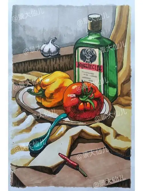 马克笔静物组合照片写生