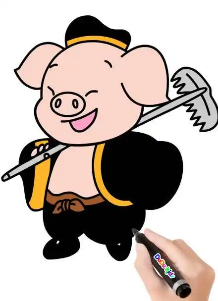 怎样画猪八戒简笔画西游记绘画宝宝学画画卡通画少儿美术课程