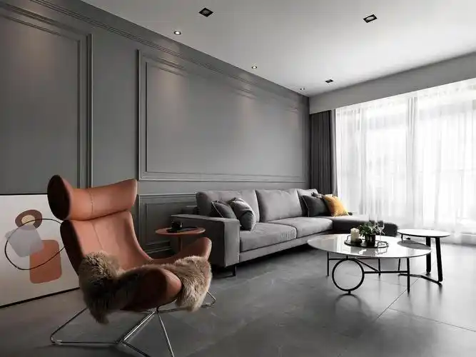 沙发背景墙大户型简约效果图 边几 沙发 大户型现代简约风格沙发背景