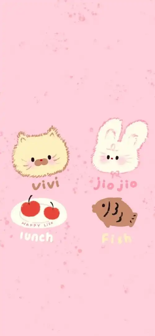93小兔子粉色少女心手机壁纸9190