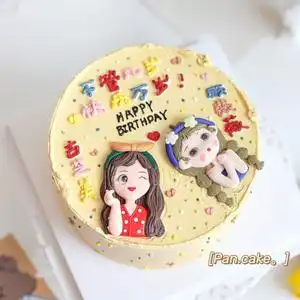 软陶闺蜜姐妹蛋糕女孩生日装饰摆件女神女生插件聚会甜品台派对