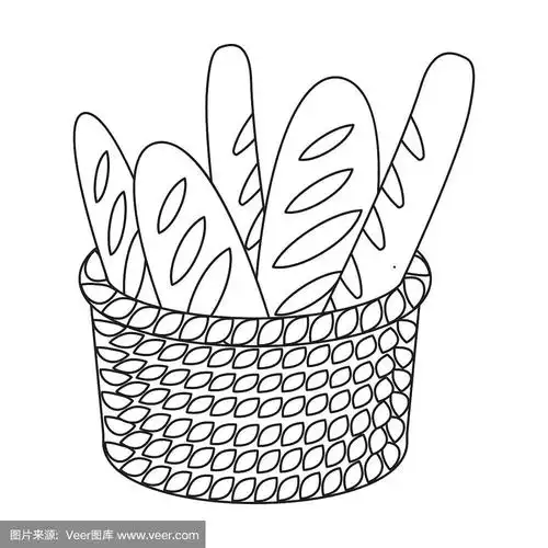 法式长棍面包,绘画插图,篮子,法国,矢量