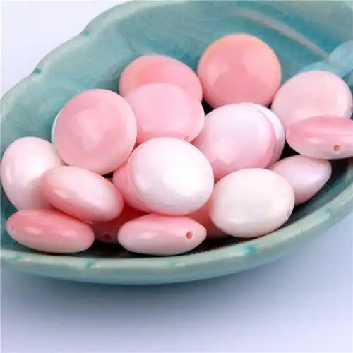 彩聚珠宝天然女王贝胭脂螺散珠背云扁圆隔珠手链耳钉饰品配饰