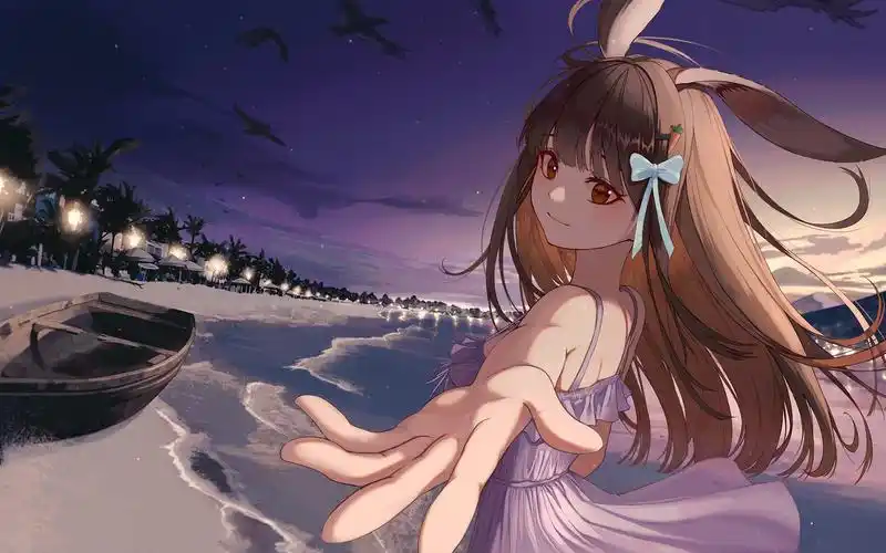 二次元猫耳美女插画桌面壁纸_卡通动漫_壁纸下载_美桌网