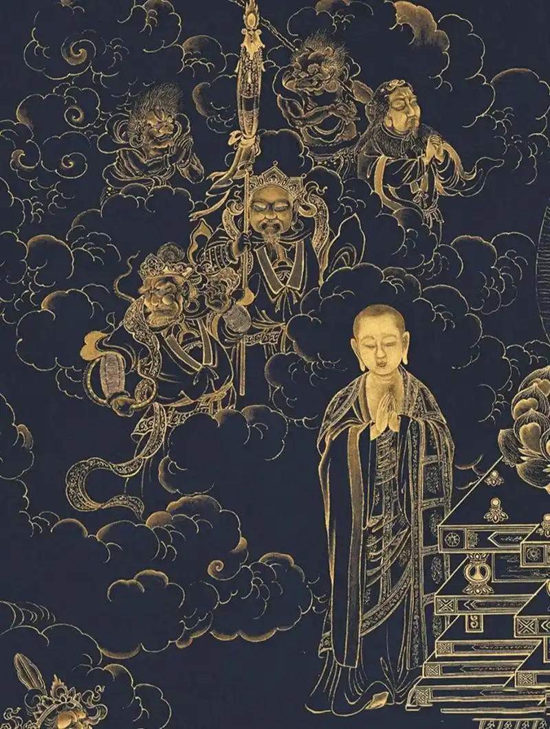 无量寿佛图,名画赏析,绘画素材佛学服饰 《无量寿佛》轴,清,丁观鹏绘