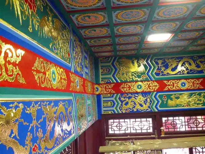 手绘各种古建筑彩绘寺庙道观彩绘背景墙壁画