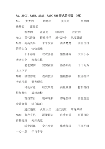 aa,abcc,aabb,abab,abb形式的词语.doc