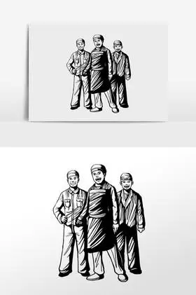 线描劳动工人阶级插画