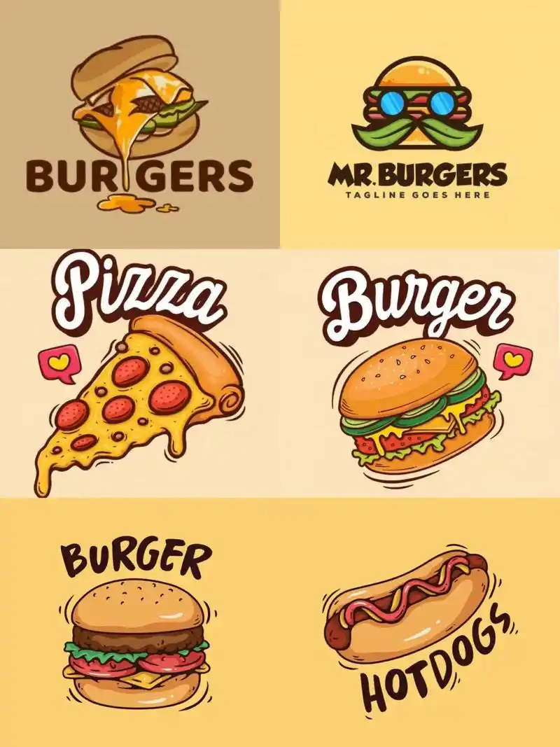 美式快餐汉堡热狗logo卡通logo||●优质 ●最新 ●有 - 抖音