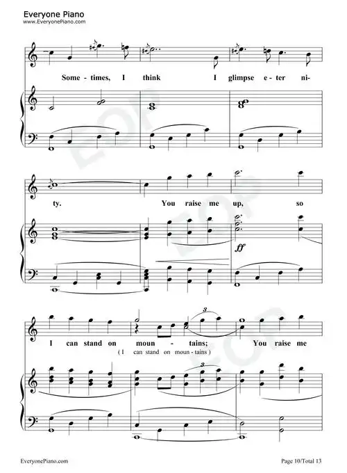 you raise me up-secret garden-神秘园五线谱预览10