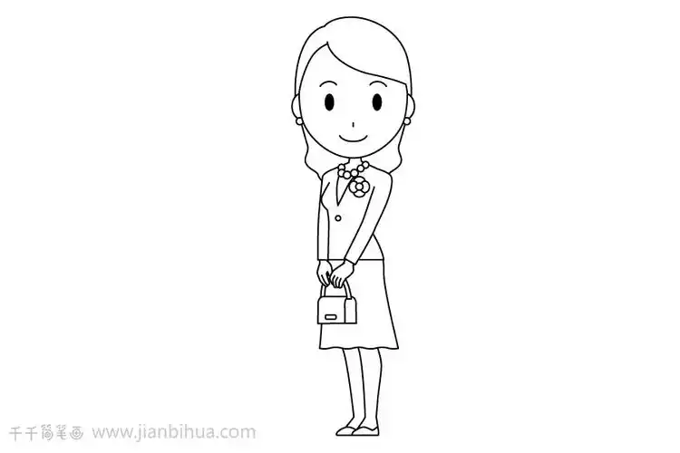 教你画温柔漂亮的妈妈简笔画