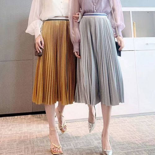 阿哥弟衣女装官网专柜正品2021年秋冬新款灯芯绒中长款百褶半身裙