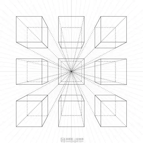 gf-16-019 落雨 临摹一点透视正方体—绘画基础透视的练习