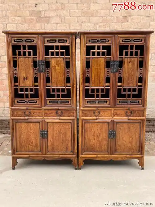 明清家具海南黄花梨书柜一对