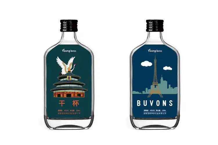 小白酒瓶贴