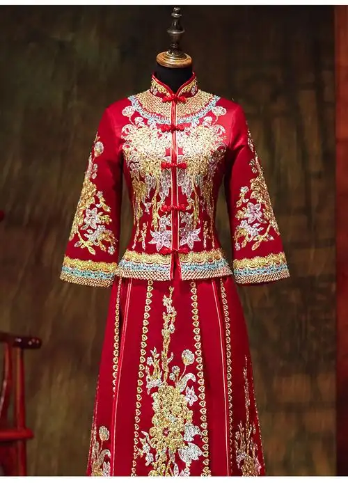 秀禾服新娘结婚敬酒服龙凤褂2019新款中式婚服古代婚纱礼服中国风