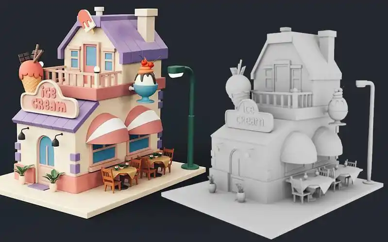 【maya场景建模】卡通小洋房白模制作,基础布线详细教学,场景建模思路