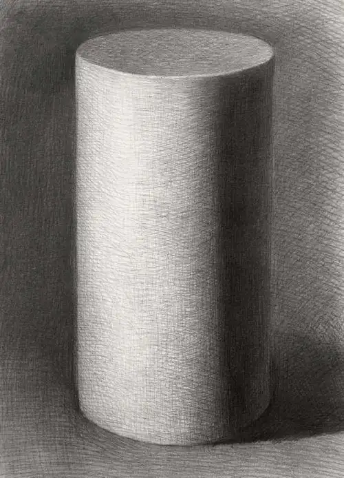 零基础素描教程素描圆柱体素描石膏圆柱体的绘画步骤