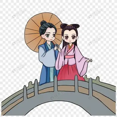 白娘子许仙断桥相会简笔画(白娘子断桥遇许仙简笔画) -【爱个性】