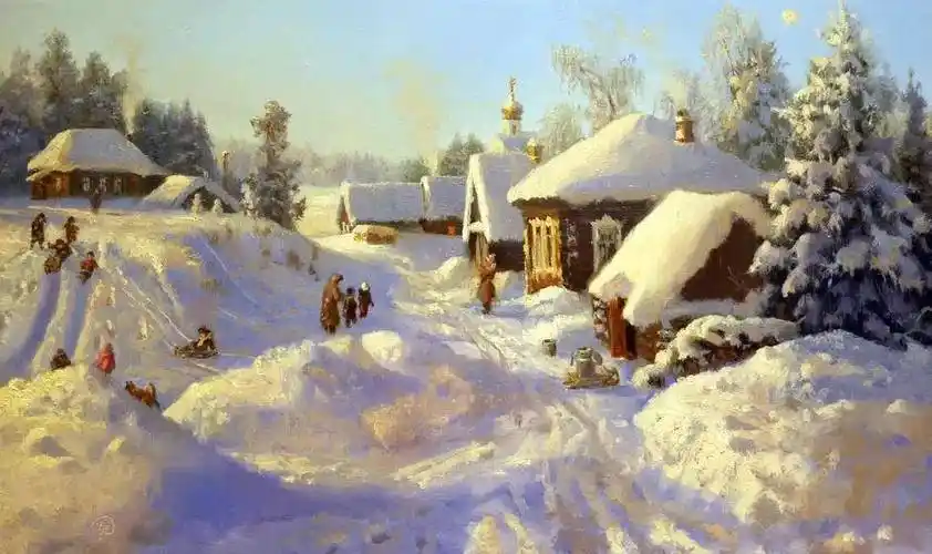 俄罗斯画家笔下的冬日雪景每一笔都是细节