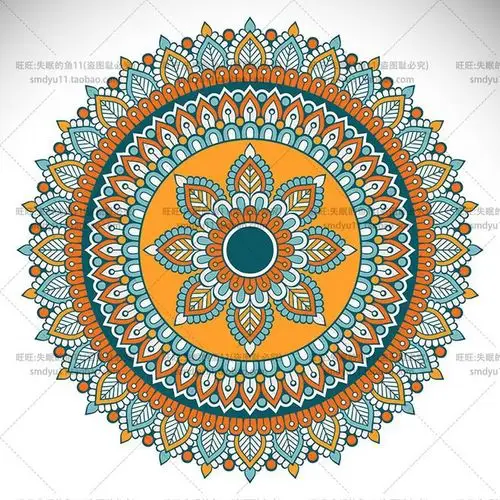 创意圆形异形民族风请柬名片卡片背景花纹图案 eps矢量设计素材-淘宝