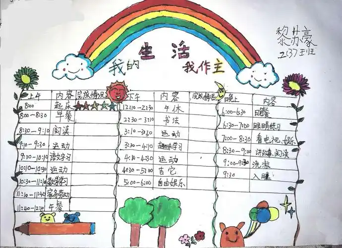 我的假期我做主——华中路第一小学教育集团学生"一日生活安排表"