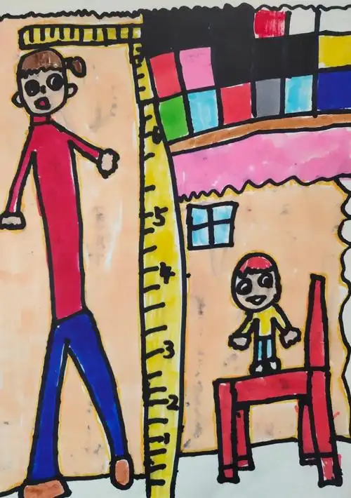 小学美术老师的幸福时刻,学生课堂作业(十)《我长高了》