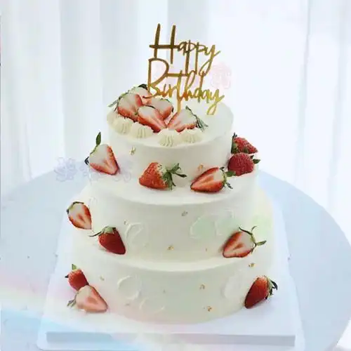 网红抖音三层水果生日蛋糕同城皇冠汽车新鲜蛋糕