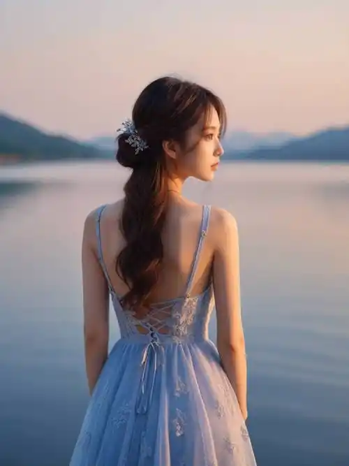 原创转身间的惊艳吊带公主裙的背影魅力