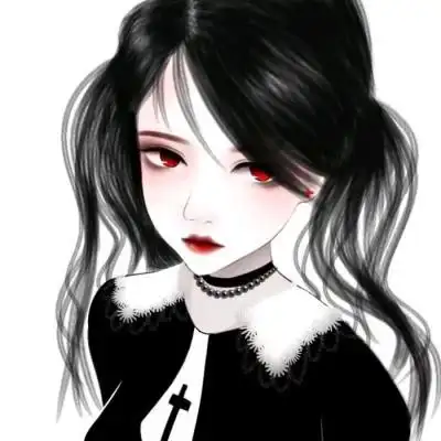 软锦红眼黑白女生动漫头像高冷丧