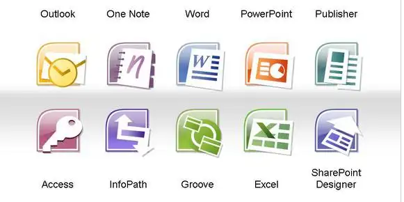 展开全部 office 2007各组件的图标如下