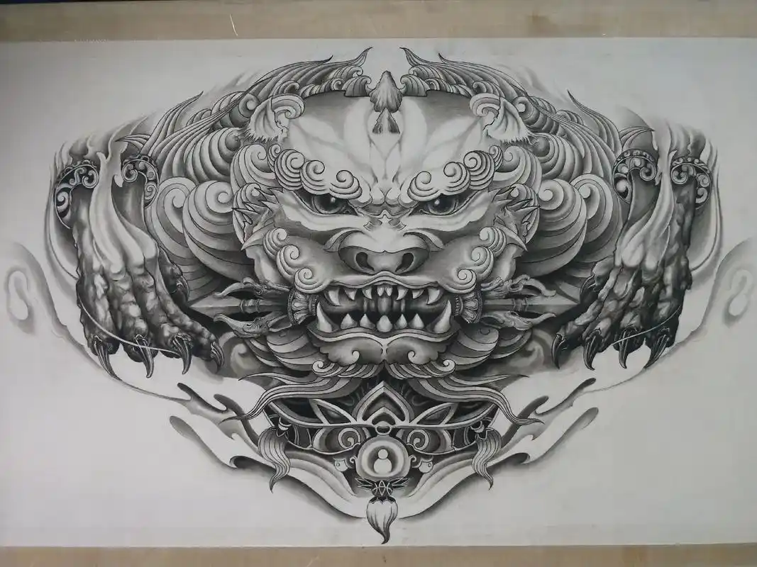 纹身手稿#唐狮 #半背 你们要的手稿来了! - 抖音