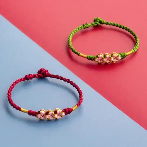 【冲冠促销】原创桃花结手绳手工编织招桃花旺姻缘情侣闺蜜手链女