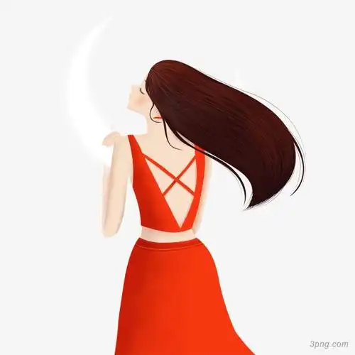 卡通手绘女孩背影